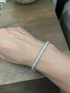 Classic White Tennis Bracelet - Elegant Sparkling stone Bracelet